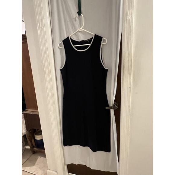 Brooks Brothers Navy Blue Tank Midi Sweater Dress Sz L Supima Cotton Blend - Picture 1 of 5